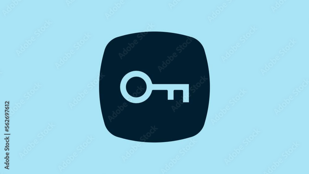 Blue Key icon isolated on blue background. 4K Video motion graphic animation Blue Key icon isolated on blue background. 4K Video motion graphic animation