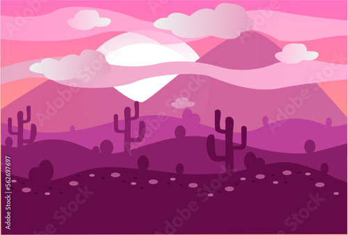 illustration landscape sunset or sunrise in vector © wira