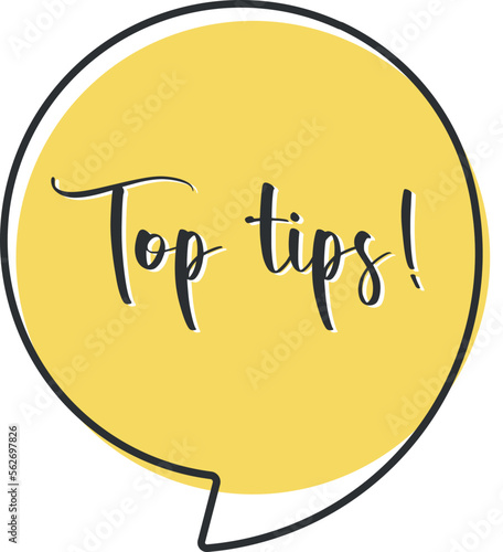 Top tips comic speech bubble in pop art style. Comic speech. Dialog window. Yellow banner for sale.
