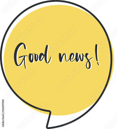 Good news comic speech bubble in pop art style. Comic speech. Dialog window. Yellow banner for sale.