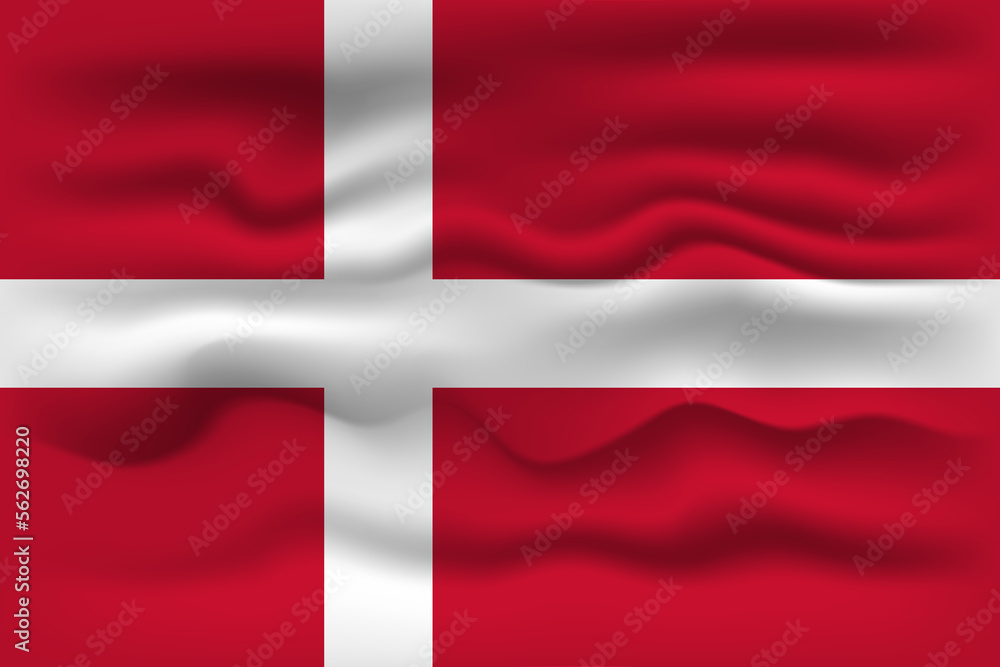 Fototapeta premium Waving flag of the country Denmark. Vector illustration.