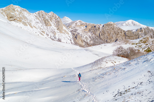 Rieti (Italy) - The summit of Monte di Cambio, beside Terminillo, during the winter with snow. Over 2000 meters, Monte di Cambio is one of hightest peak in Monti Reatini montain range, Apennine. photo