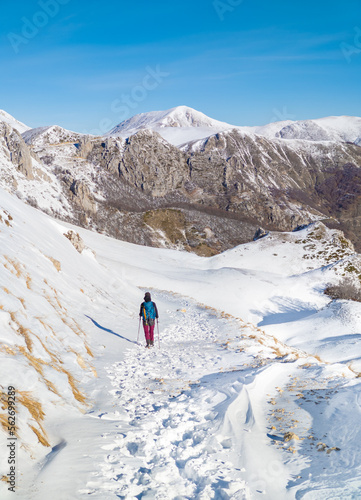 Rieti (Italy) - The summit of Monte di Cambio, beside Terminillo, during the winter with snow. Over 2000 meters, Monte di Cambio is one of hightest peak in Monti Reatini montain range, Apennine. photo