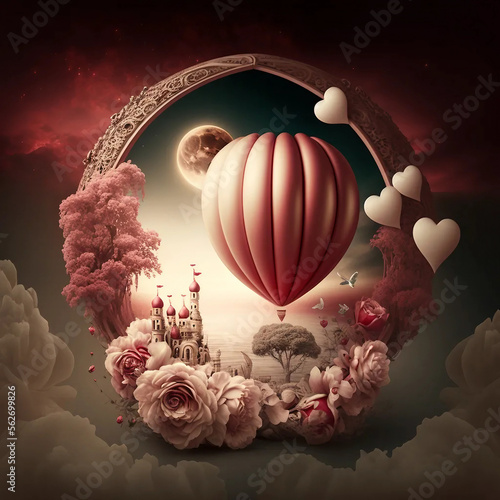 Saint-Valentin background and illustration for love letter, love card photo