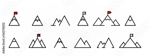 Mountain icon set over white illustration