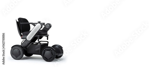 Electric wheelchair isolated on white background	
