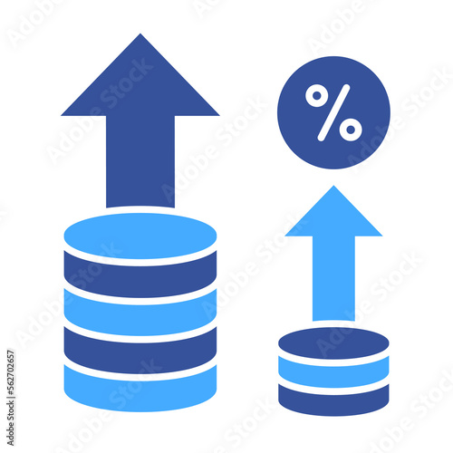 Inflation vector icon. Colored sign of the decline in the purchasing power of money. An increase in the level of prices for goods and services in the economy. Change in financial bank interest rates