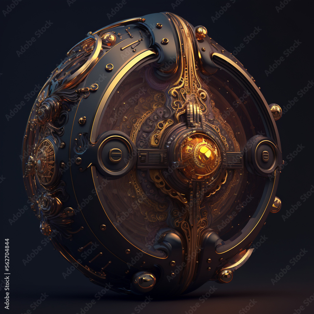 Naklejka premium Round Element steampunk, Generative AI