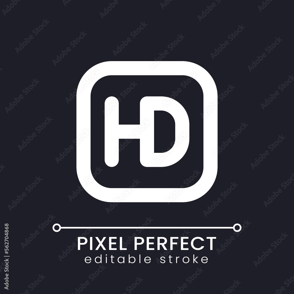 HD format pixel perfect white linear ui icon for dark theme. Video ...