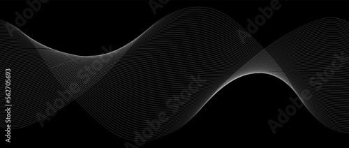 Abstract black background with parallel gradient lines. Technological modern background. Wave effect, sound vibration