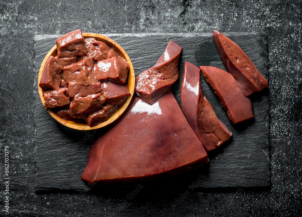 Fotografia Sliced raw liver.