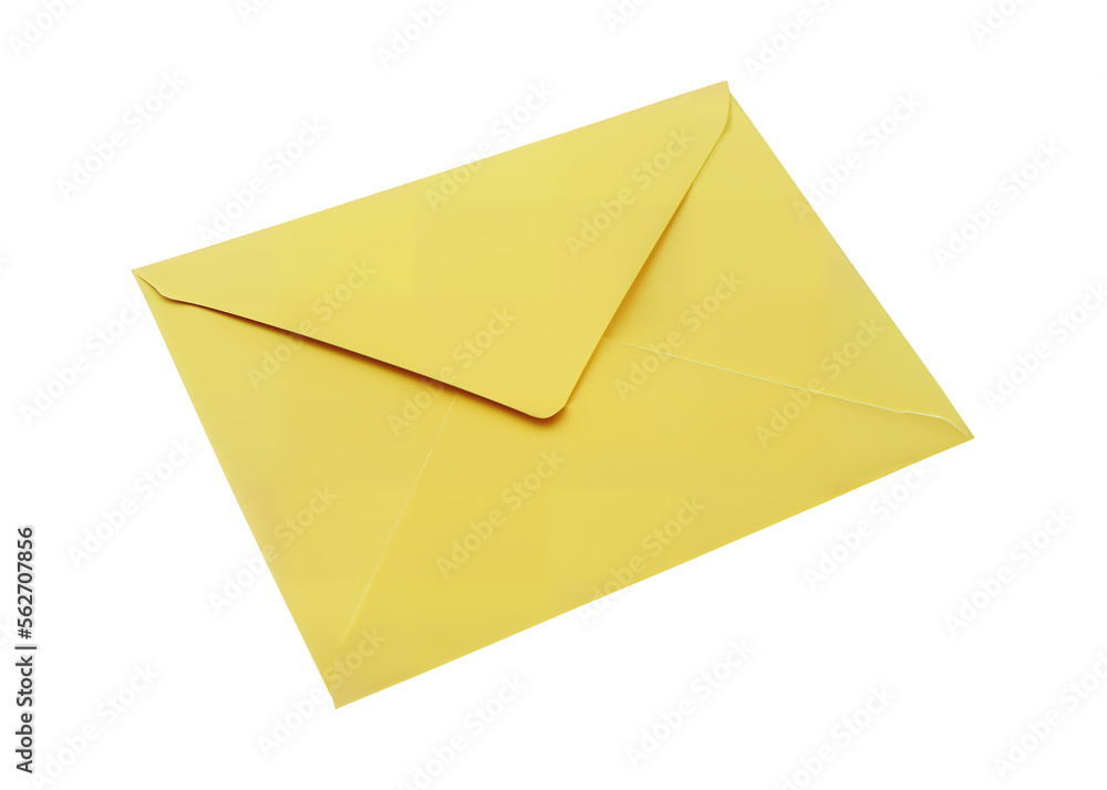 Isolated semi-closed yellow envelope for the old traditional mail postage shipping. Angled 3d illustration.
Isolated semi-closed yellow envelope for the old traditional mail postage shipping. Angled 3d illustration.