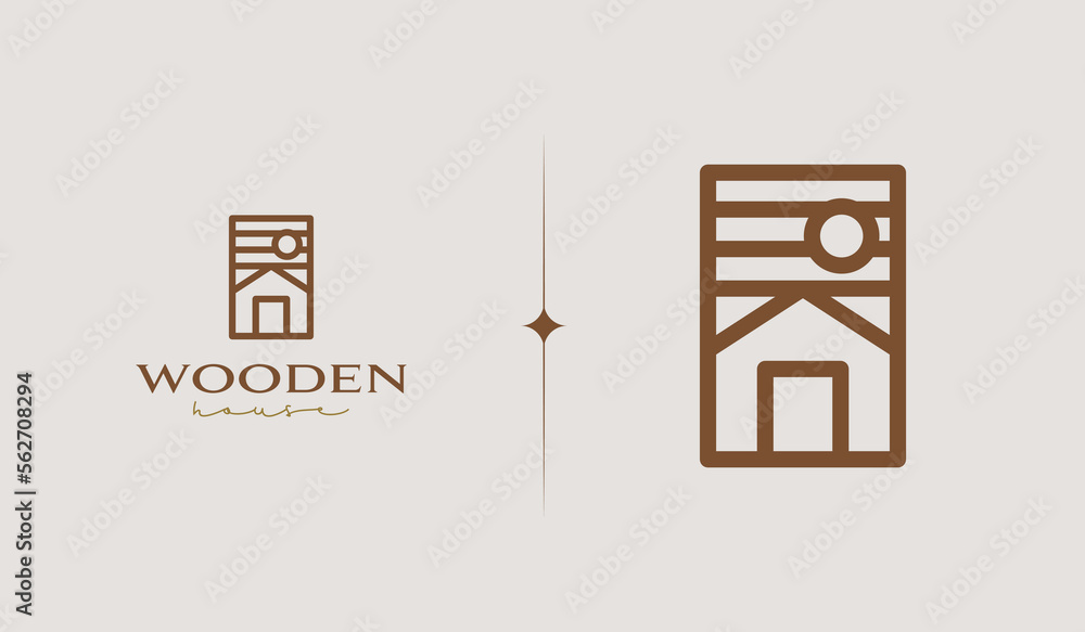 Wooden House Logo Template. Universal creative premium symbol. Vector illustration. Creative Minimal design template. Symbol for Corporate Business Identity Wooden House Logo Template. Universal creative premium symbol. Vector illustration. Creative Minimal design template. Symbol for Corporate Business Identity