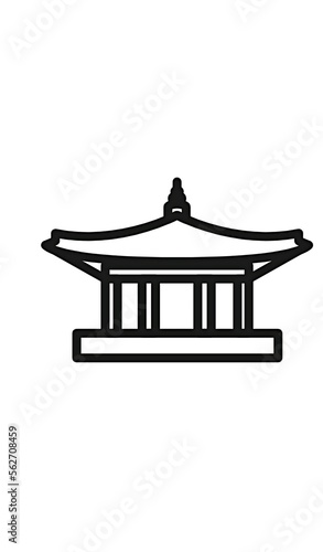 Chinese ancient building simple flat line icon.
