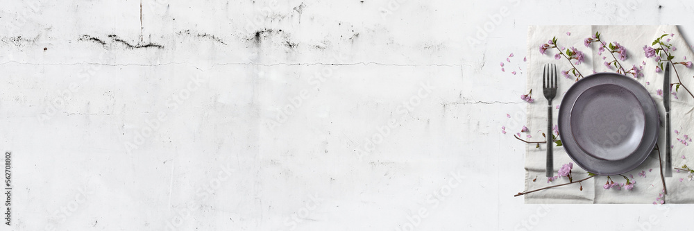 Frühlingshaftes Tischgedeck / Banner / Textfreiraum Frühlingshaftes Tischgedeck / Banner / Textfreiraum