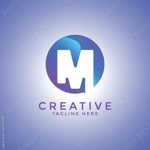 Gradient Creative Shape Typography Logo Letter M