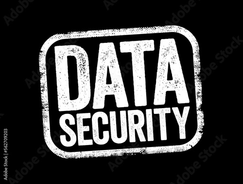 Data Security - protecting digital data in a database, from destructive forces and from the unwanted actions of unauthorized users, text stamp concept background
