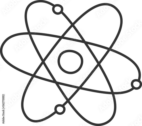 Physics atom model with electrons flat icon
