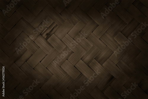 Old brown bamboo weave texture background, pattern of woven rattan mat in vintage style.