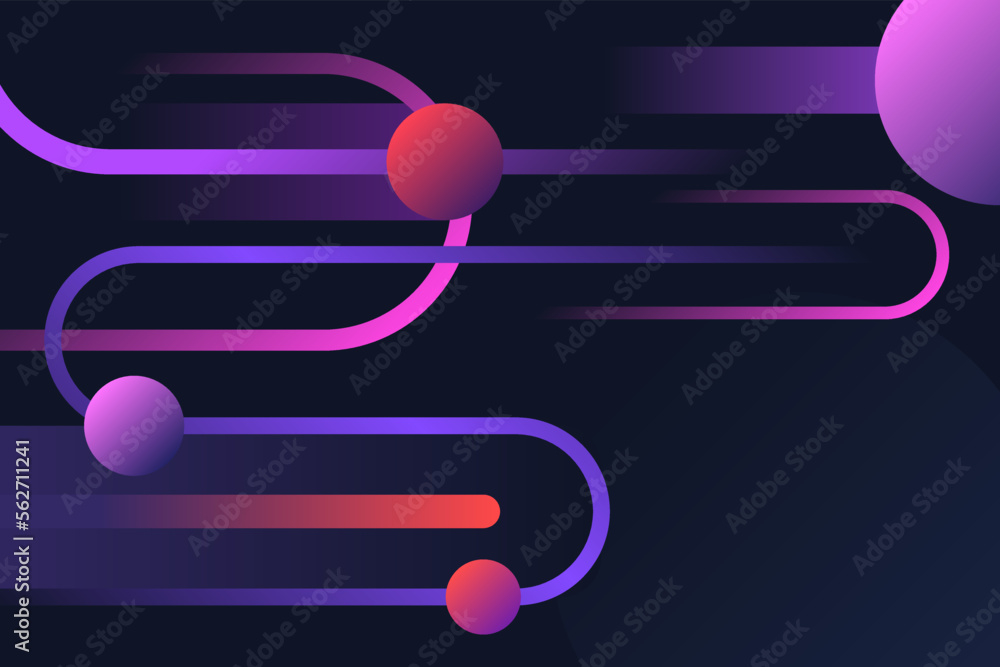 Abstract purple gradient geometric motion shapes illustration design. Stylish dynamic backdrop with neon form