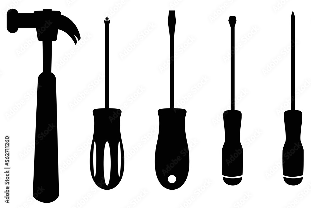 Screwdriver silhouette. Working tools icon. Screwdriver silhouette. Working tools icon.