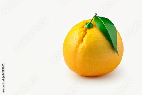 Yuzu orange. Citron placed on a white background. Fresh fruit isolated. Generative AI