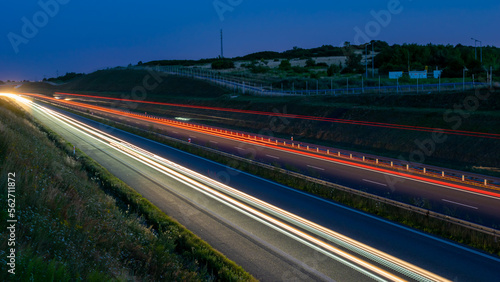 lights of cars with night. long exposure