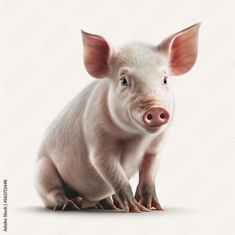 a light-colored pig with a white background a light-colored pig with a white background