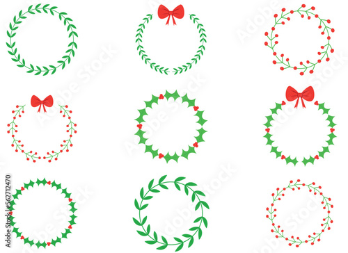 Christmas wreath design illustration isolated on white background