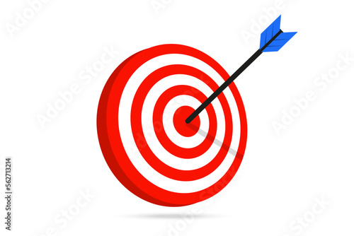 Target with arrow. Target focus symbol sign. Shoting target. Goal achieve concept. Vector illustration isolated on white background