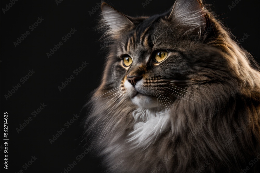 portrait of Norwegian forest Cat. Generative AI