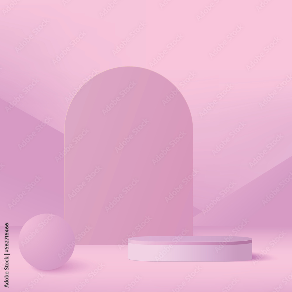 Abstract background with pink color geometric 3d podiums. Vector Abstract background with pink color geometric 3d podiums. Vector