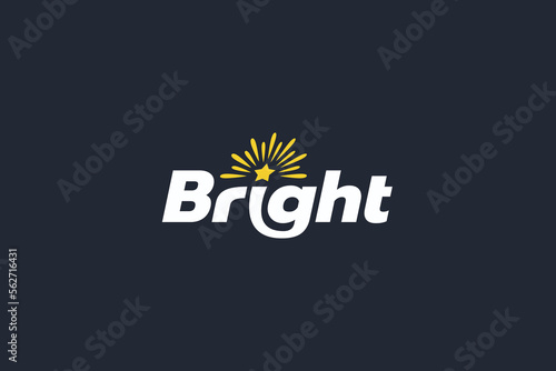bright logo with a combination of bright lettering, star, and burst
