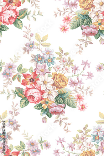 Classic Popular Flower Seamless pattern background.Perfect for wallpaper, fabric design, wrapping paper, surface textures, digital paper.