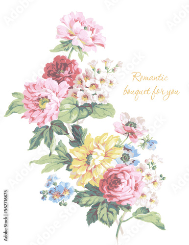 Flowers watercolor illustration.Manual composition.Big Set watercolor elements，Design for textile, wallpapers，Element for design,Greeting card