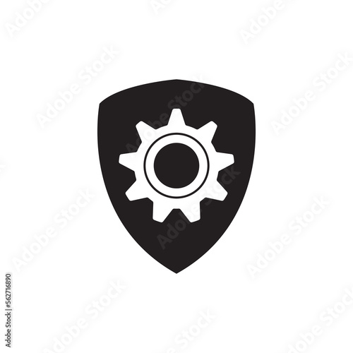 shield gear logo icon illustration.