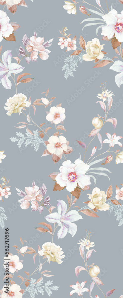 Classic Popular Flower Seamless pattern background.Perfect for wallpaper, fabric design, wrapping paper, surface textures, digital paper.