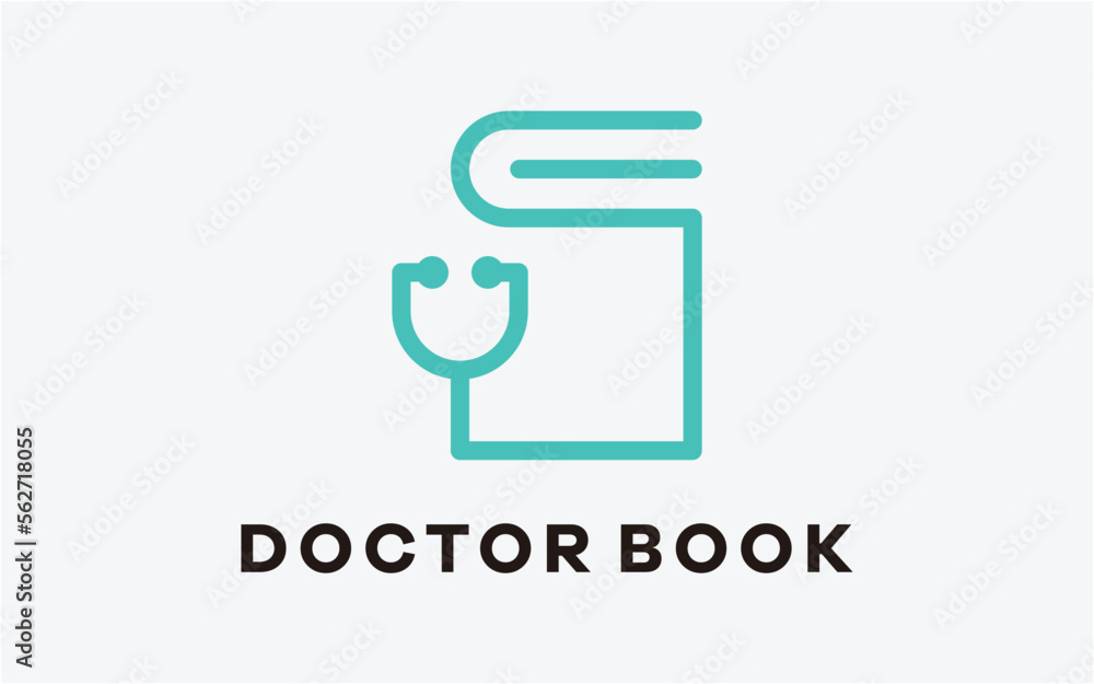 Fototapeta premium LOGO BOOK WITH STETHOSCOPE LINE MODERN TECHNOLOGY