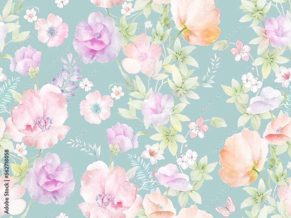 Classic Popular Flower Seamless pattern background.Perfect for wallpaper, fabric design, wrapping paper, surface textures, digital paper.