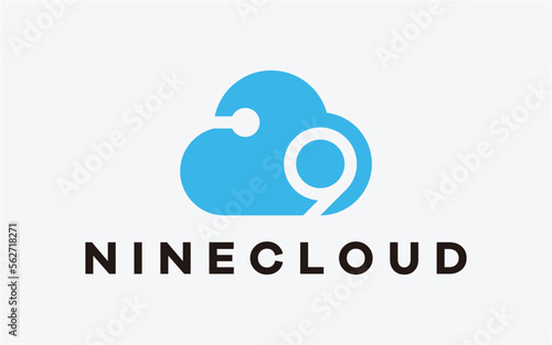 logo design cloud and number nine tech