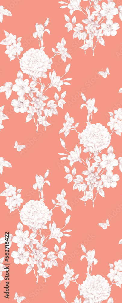 Classic Popular Flower Seamless pattern background.Perfect for wallpaper, fabric design, wrapping paper, surface textures, digital paper. Classic Popular Flower Seamless pattern background.Perfect for wallpaper, fabric design, wrapping paper, surface textures, digital paper.
