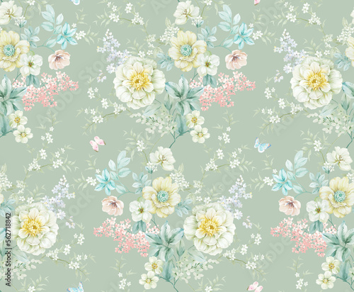 Classic Popular Flower Seamless pattern background.Perfect for wallpaper, fabric design, wrapping paper, surface textures, digital paper.