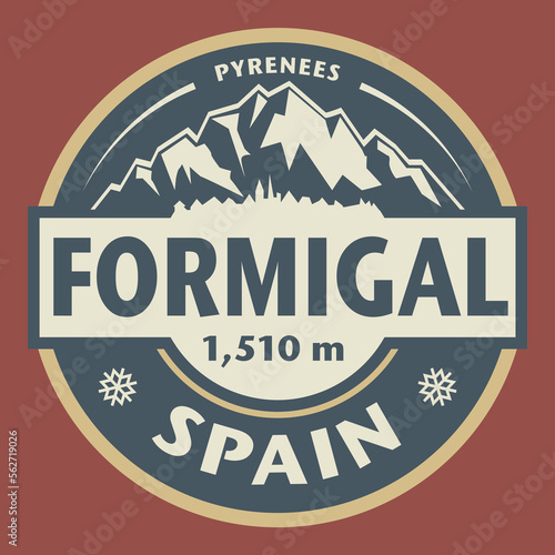 Abstract stamp or emblem with the name of Formigal, Spain, vector illustration