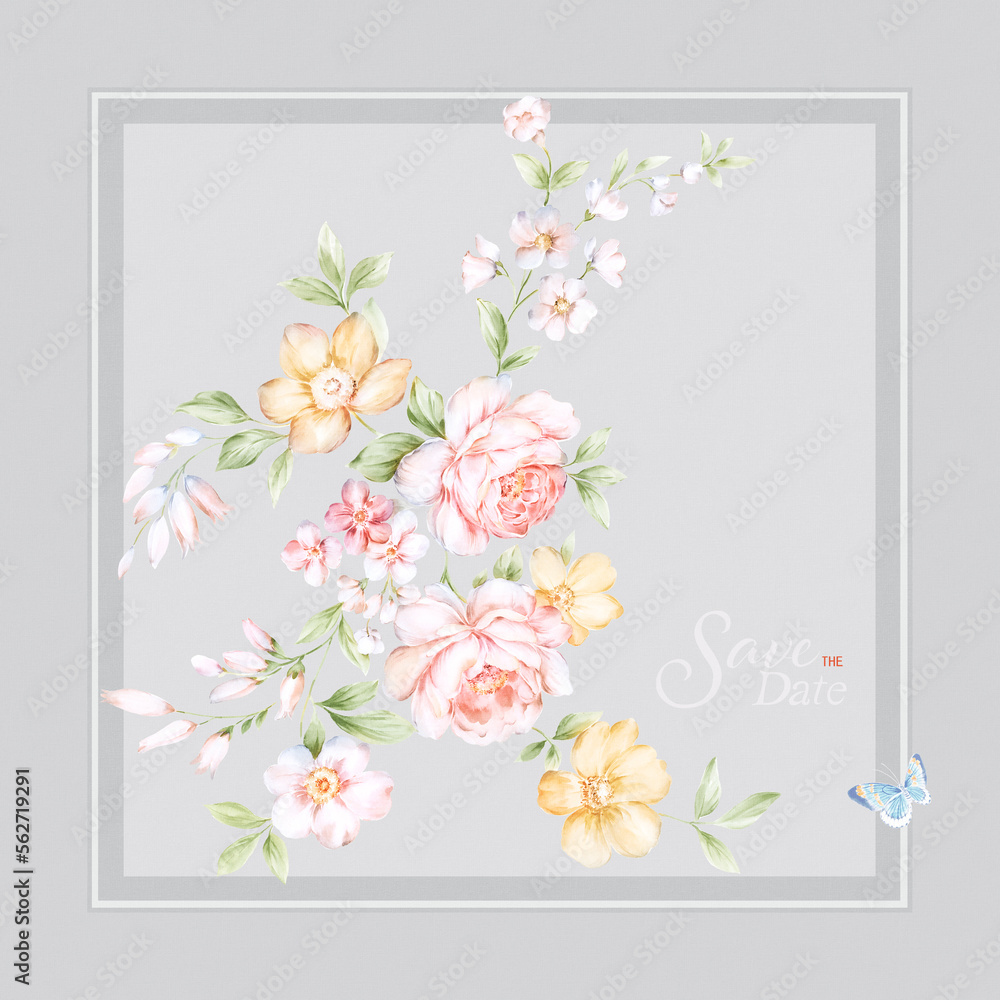 Obraz premium Flowers watercolor illustration.Manual composition.Big Set watercolor elements，Design for textile, wallpapers，Element for design,Greeting card