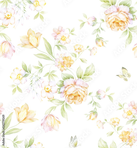 Classic Popular Flower Seamless pattern background.Perfect for wallpaper, fabric design, wrapping paper, surface textures, digital paper.