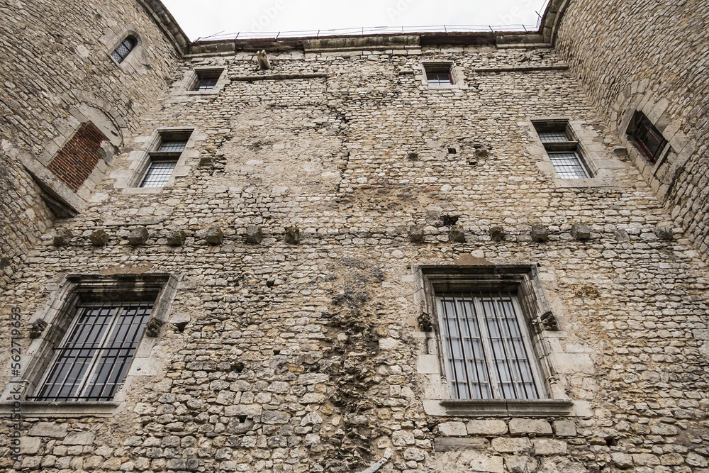 Castle Nemours built in 12th century, consists of a fortress surrounded by four corner towers and a high watchtower. Nemours, Seine-et-Marne, Ile-de-France, France. Castle Nemours built in 12th century, consists of a fortress surrounded by four corner towers and a high watchtower. Nemours, Seine-et-Marne, Ile-de-France, France.