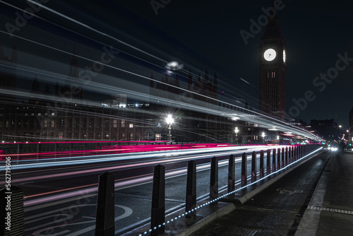 London big ben street in the night, long shutter speed photography