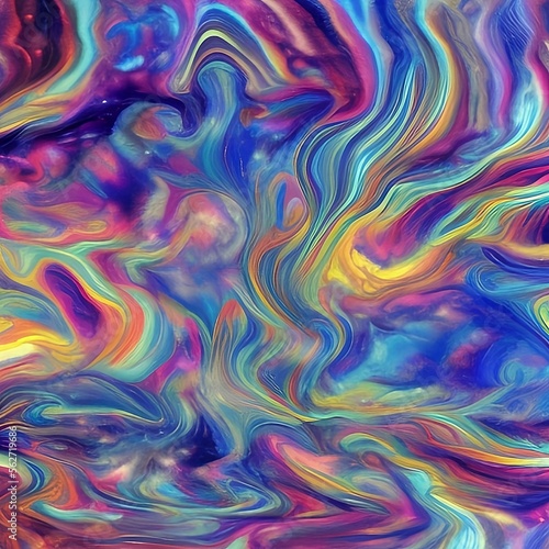 Multicolor cartoon painted clouds background. Generative AI illustration