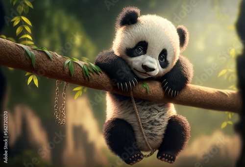 panda bear illustration, ai generative
