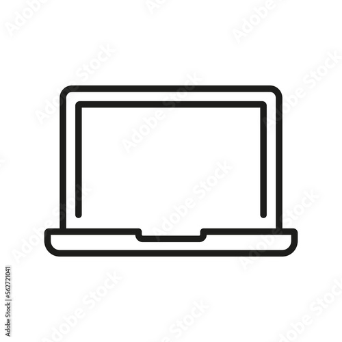 Laptop Line Icon. Electronic Portable Computer Linear Pictogram. Open Notebook with Digital Monitor Outline Symbol. Online Technology Equipment. Editable Stroke. Isolated Vector Illustration